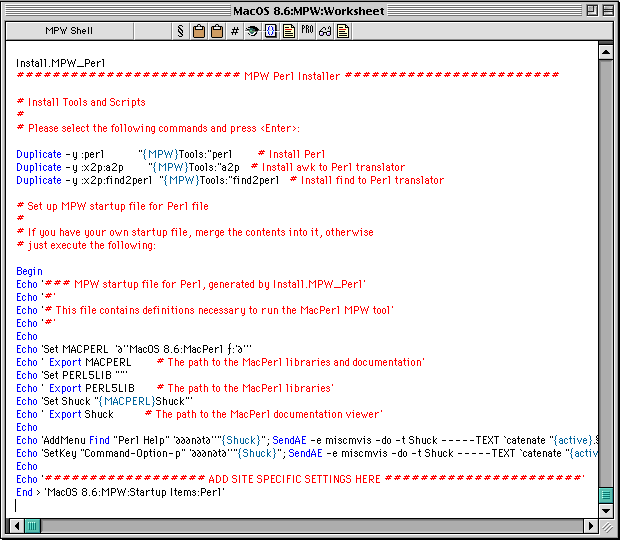 MPW Shell Install MPW_Perl Window